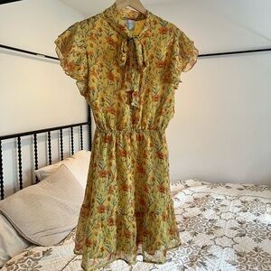 HAYDEN LA tie neck flutter sleeve dress